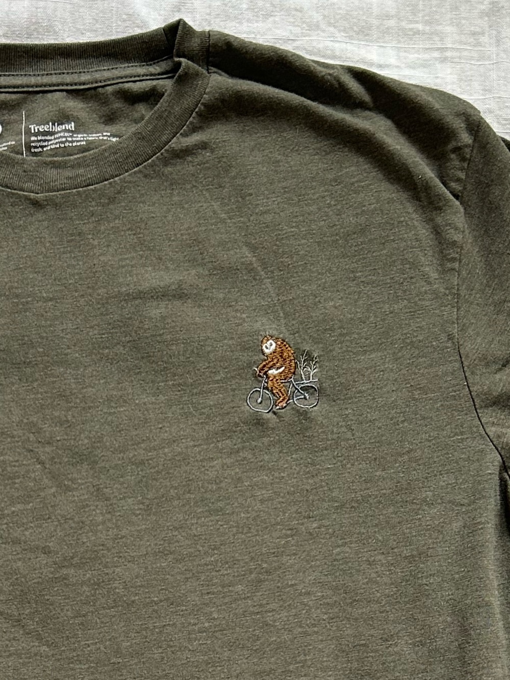 Men's Olive Green Crew Neck T‑Shirt Embroidered